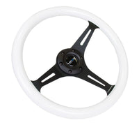 NRG Classic Wood Grain Steering Wheel (350mm) Glow - N - The - Dark Green Grip w/Black 3 - Spoke Center - My Store