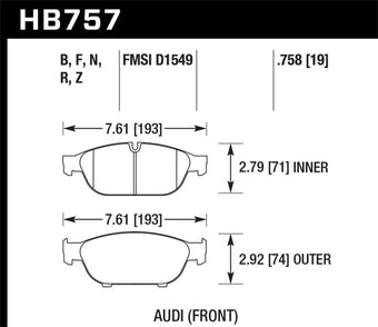 compare product Hawk Audi 2013 A5 Quattro / 12-16 A6 Quattro/A7 Quattro/A8 Quattro HP Plus Front Brake Pads