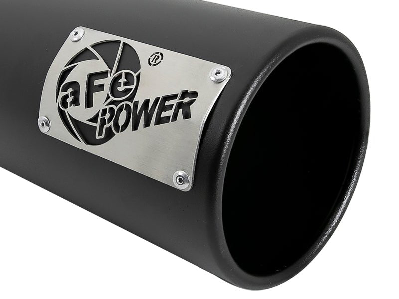 aFe SATURN 4S 4in SS Intercooled Exhaust Tip - Black 4in In x 5in Out x 12in L Bolt - On - My Store