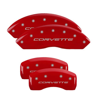 compare product MGP 4 Caliper Covers Engraved Front & Rear C5/Corvette Red finish silver ch