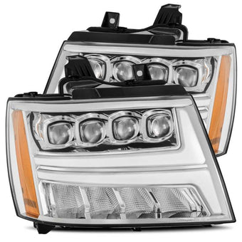 compare product AlphaRex 07-13 Chevy Avalanche NOVA LED Proj Headlights Plank Style Design Chrome w/Activ Light/DRL