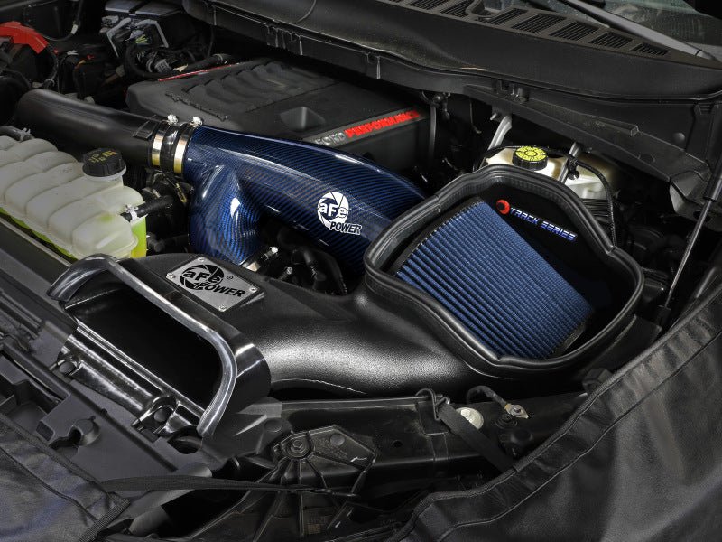 aFe 17 - 24 Ford F - 150 Track Series Blue Kevlar Carbon Fiber C/A Intake System w/Black Pro 5R Filter - My Store