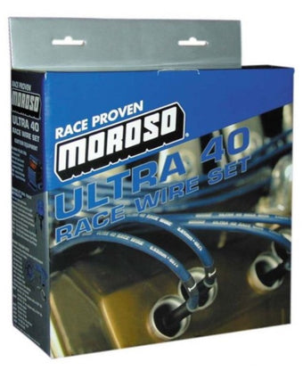 compare product Moroso Chevrolet Small Block Ignition Wire Set - Ultra 40 - Unsleeved - Non-HEI - Over Valve - Black