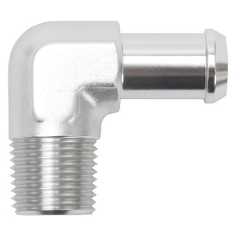 compare product Edelbrock Hose End 90-Deg 1/2In NPT to 5/8In Barb Clear Anodize