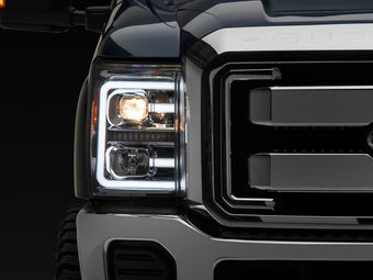 compare product Raxiom 11-16 Ford F-250 Super Duty LED Projector Headlights - Chrome Housing (Clear Lens)