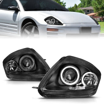compare product ANZO 2000-2005 Mitsubishi Eclipse Projector Headlights w/ Halo Black