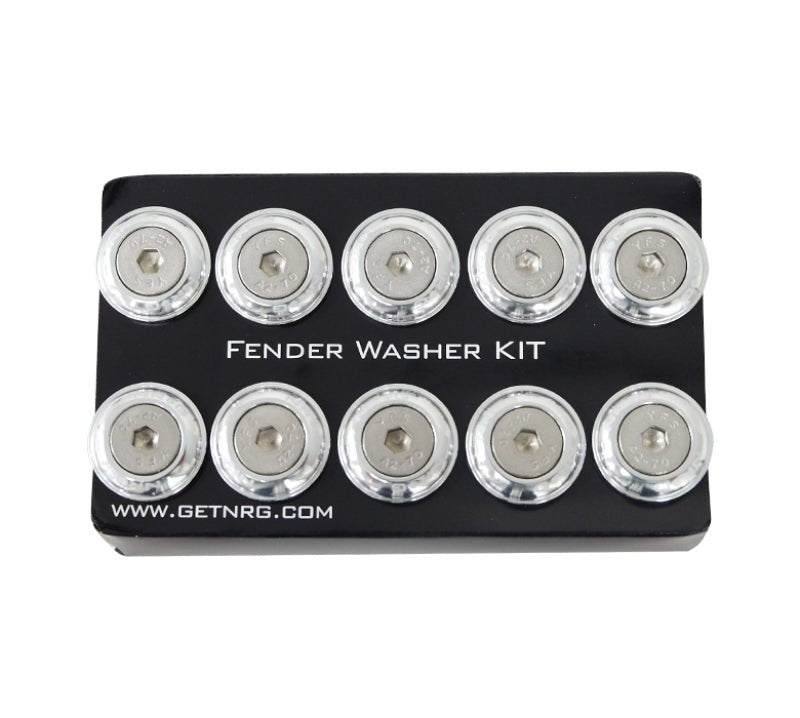 NRG Fender Washer Kit w/Rivets For Plastic (Silver) - Set of 10 - My Store