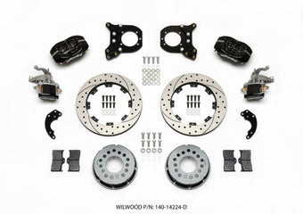compare product Wilwood Forged Dynalite P/S Rear Kit w/MC4 P-Brake Drilled Chev 12 Bolt w/Clip Eliminator