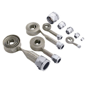 compare product Spectre MagnaBraid 304SS Braided Sleeving Kit - Chrome End Caps