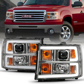 compare product ANZO 2007-2013 GMC Sierra 1500 Projector Headlight Plank Style Chrome w/ Clear Lens Amber