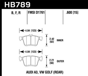 compare product Hawk 15-20 Audi A3/S3 Performance Ceramic Street Rear Brake Pads