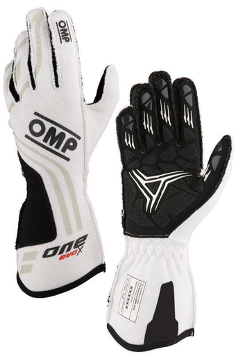 compare product OMP ONE EVO X GLOVES FIA 8856-2018 ORANGE / BLACK SZ S
