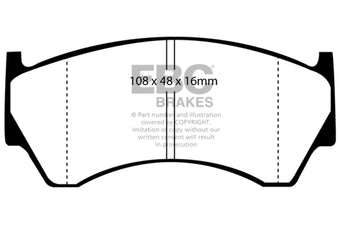 compare product EBC 95-97 Nissan Sentra 1.6 Yellowstuff Front Brake Pads
