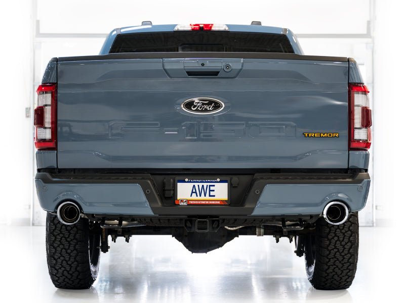AWE Tuning 2021+ Ford F150 Tremor w/ Bumper Cutouts 0FG Non - Resonated Cat - Back w/ Chrome Silver Tips - My Store
