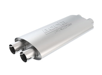 compare product Borla Pro-XS 2.25in Tubing 19in x 4in x 9.5in Oval Notched Dual In / Dual Out Muffler