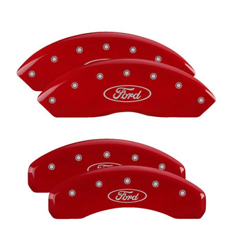 compare product MGP 4 Caliper Covers Engraved Front & Rear Oval logo/Ford Red finish silver ch