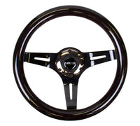 NRG Classic Wood Grain Steering Wheel (310mm) Black w/Black Chrome 3 - Spoke Center - My Store