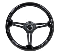 NRG Reinforced Steering Wheel (350mm / 3in. Deep) Blk Wood w/Blk Matte Spoke/Black Center Mark - My Store