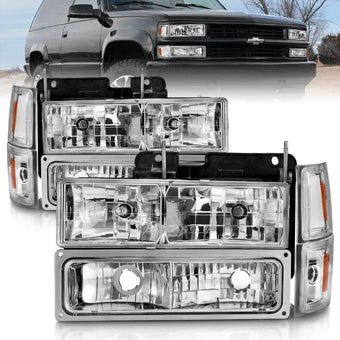 compare product ANZO 88-98 Chevrolet C1500 Crystal Headlights Chrome w/ Signal and Side Marker Lights