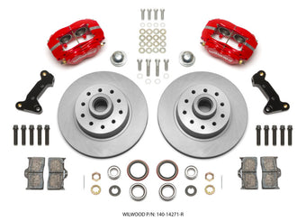 compare product Wilwood Forged Dynalite Front Kit 11.03in 1 PC Rotor&Hub - Red 74-80 Pinto Disc Spindle only