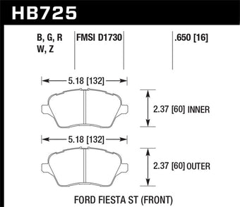 compare product Hawk 2014 Ford Fiesta ST Performance Ceramic Front Brake Pads