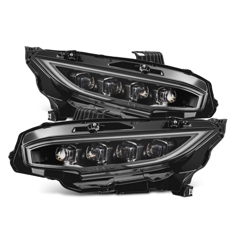 AlphaRex 16 - 21 Honda Civic NOVA - Series LED Proj Headlights Blk w/Activation Light & Seq.Sig / SB DRL - My Store