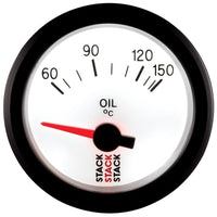 Autometer Stack 52mm 60 - 150 Deg C M10 Male Electric Oil Temp Gauge - White - My Store