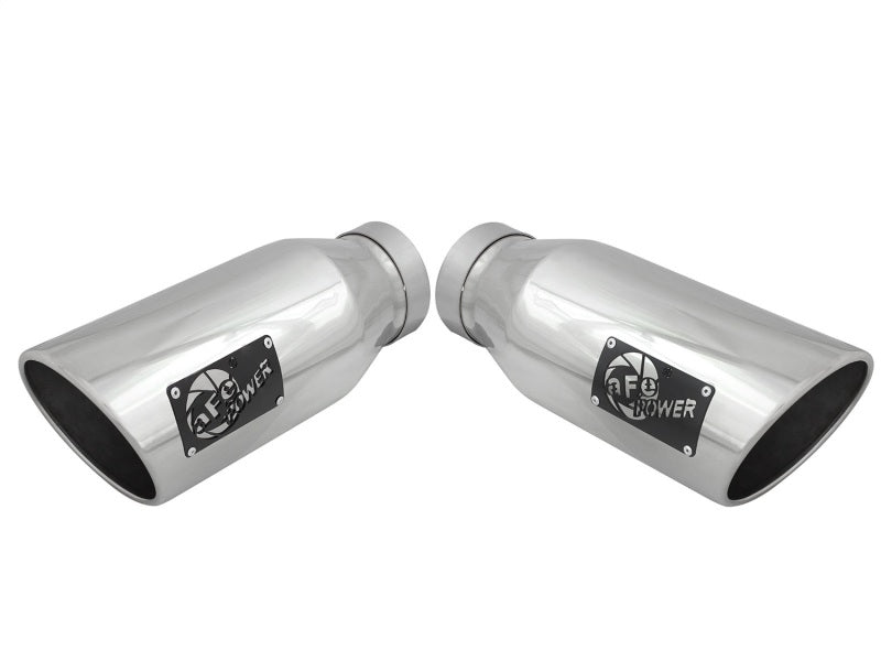 aFe MACH Force - XP 304 SS Single Wall Polished Exhaust Tip Pair 4in Inlet x 6in Outlet x 15in L - My Store