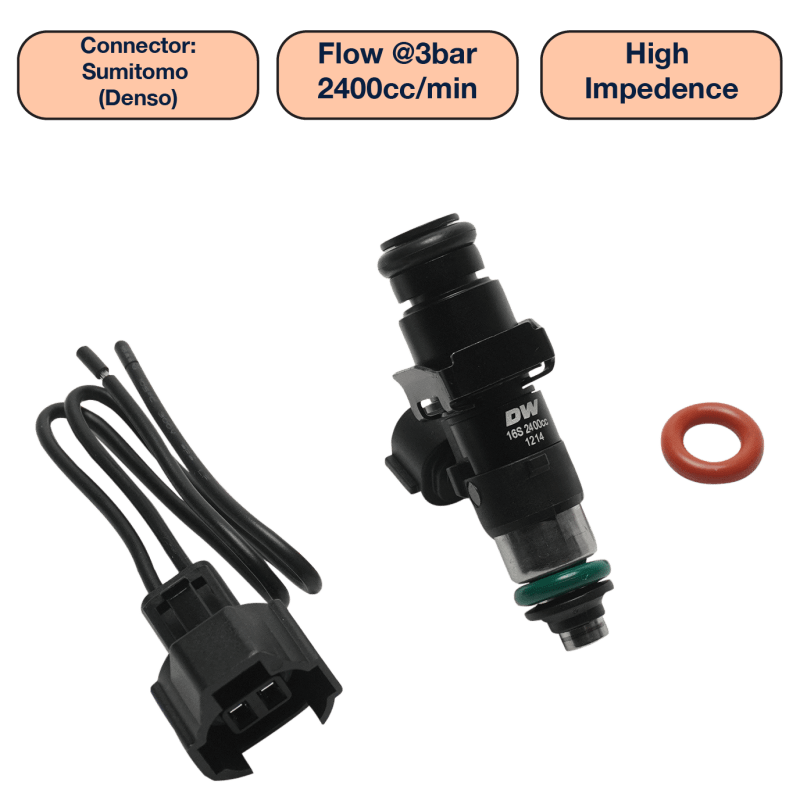 DeatschWerks Universal 2400cc Single Fuel Injector / 48mm Length / 14mm O - Ring Seals - My Store