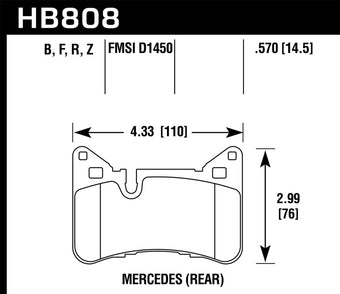 compare product Hawk 10-15 Mercedes-Benz E63 AMG / 14-16 Mercedes-Benz E63 AMG S Ceramic Street Rear Brake Pads