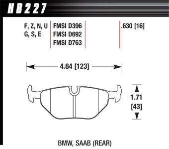 compare product Hawk 92-95 BMW 318i 1.8L Base Sedan Rear ER-1 Brake Pads