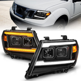 compare product ANZO 09-20 Nissan Frontier Black Projector Plank Style DRL w/ Switchback & Sequential LED DRL