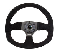 NRG Reinforced Steering Wheel (320mm Horizontal / 330mm Vertical) Black Suede w/Black Stitching - My Store
