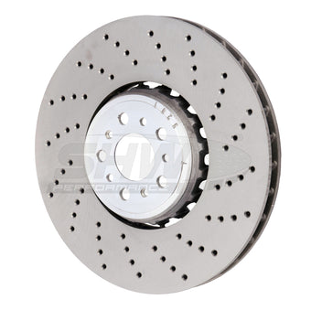 compare product SHW 18-21 BMW M5 4.4L Right Front Cross-Drilled Lightweight Brake Rotor (34117991102)