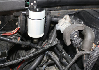 compare product J&L 99-04 Ford Lightning Passenger Side Oil Separator 3.0 - Clear Anodized