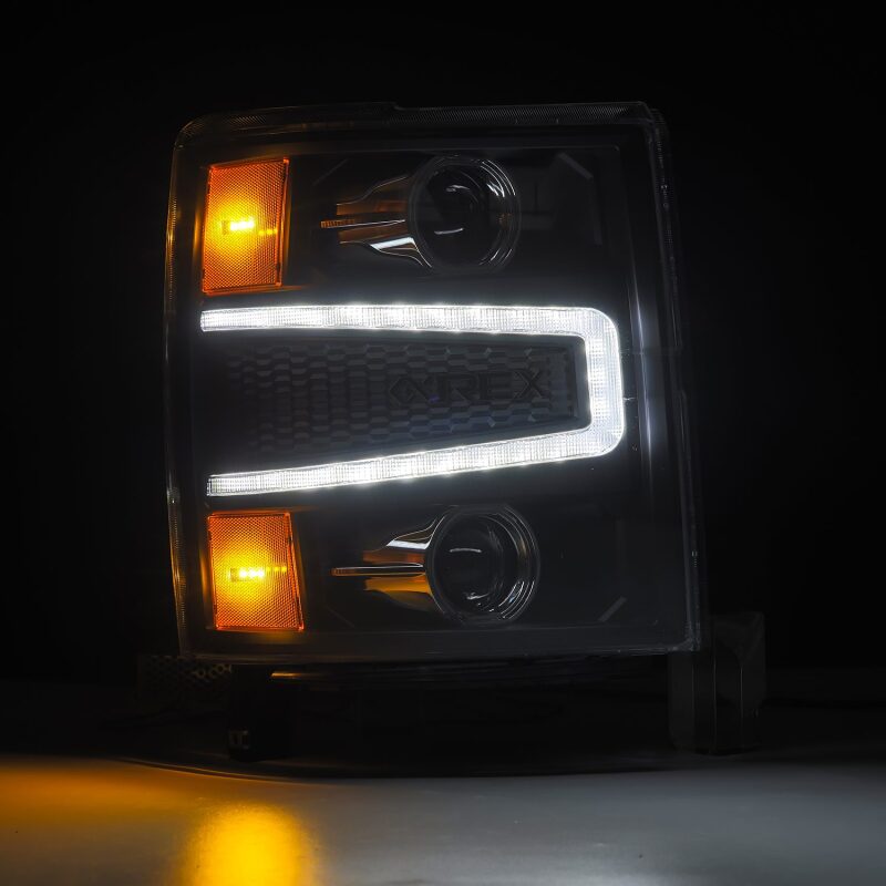 AlphaRex 04 - 15 Chevy 1500HD LUXX - Series LED Proj Headlights Black w/Activ Light/Seq Signal - My Store