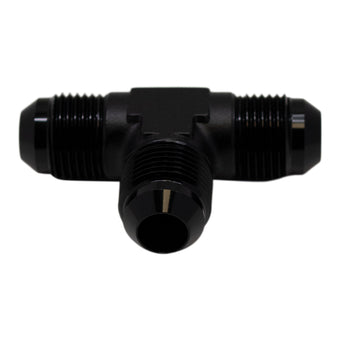 compare product DeatschWerks 8AN Male Flare to 8AN Male Flare to 8AN Male Flare Tee Fitting - Anodized Matte Black