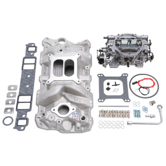 compare product Edelbrock Manifold And Carb Kit Performer RPM Small Block Chevrolet 1957-1986 Natural Finish