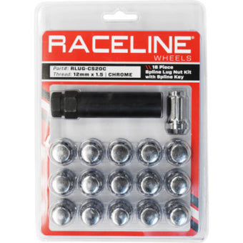 compare product Raceline Spline Lug Nut Kit with Spline Key 12 x 1.5 - 16 Pack - Chrome