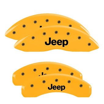 compare product MGP 4 Caliper Covers Engraved Front & Rear 11-15 Jeep Grand Cherokee Yellow Finish Black Jeep Logo