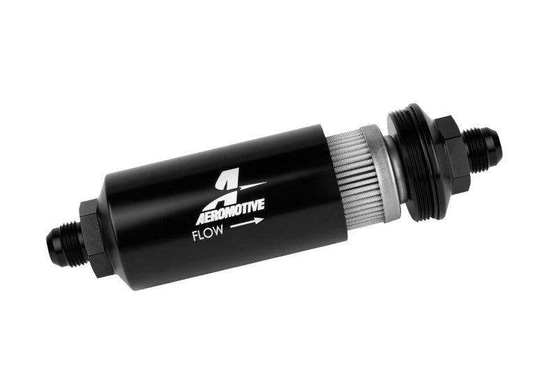 Aeromotive In - Line Filter - (AN - 8 Male) 40 Micron Stainless Mesh Element Bright Dip Black Finish - My Store