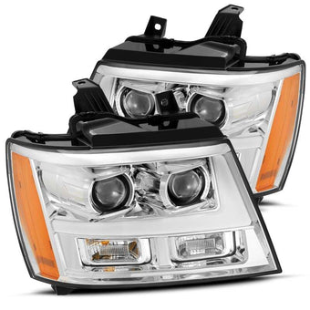 compare product AlphaRex 07-14 Chevrolet Tahoe/Suburban LUXX Series LED Projector headlights Chrome w/DRL/Sequential