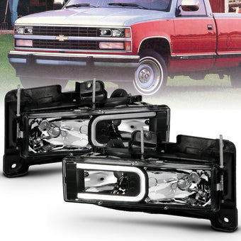 compare product ANZO 1999-2000 Cadillac Escalade Crystal Headlights Light Bar Black Housing (Pair)