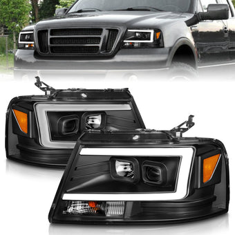 compare product ANZO 2004-2008 Ford  F-150 Projector Headlights w/ Light Bar Black Housing