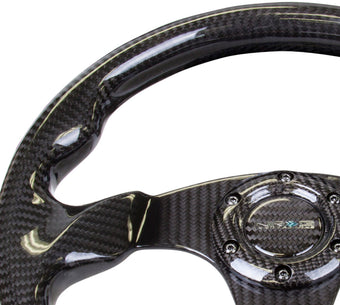 compare product NRG Carbon Fiber Steering Wheel (320mm) Flat Bottom w/Shiny Black Carbon