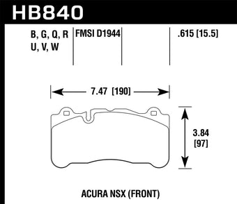 compare product Hawk 2017 Acura NSX DTC-60 Street Front Brake Pads
