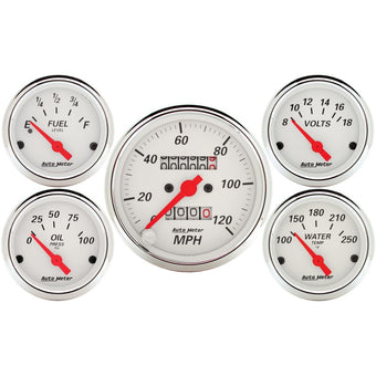 compare product Autometer 5 piece Kit (Mech Speed/Elec Oil Press/Water Temp/Volt/Fuel Level)