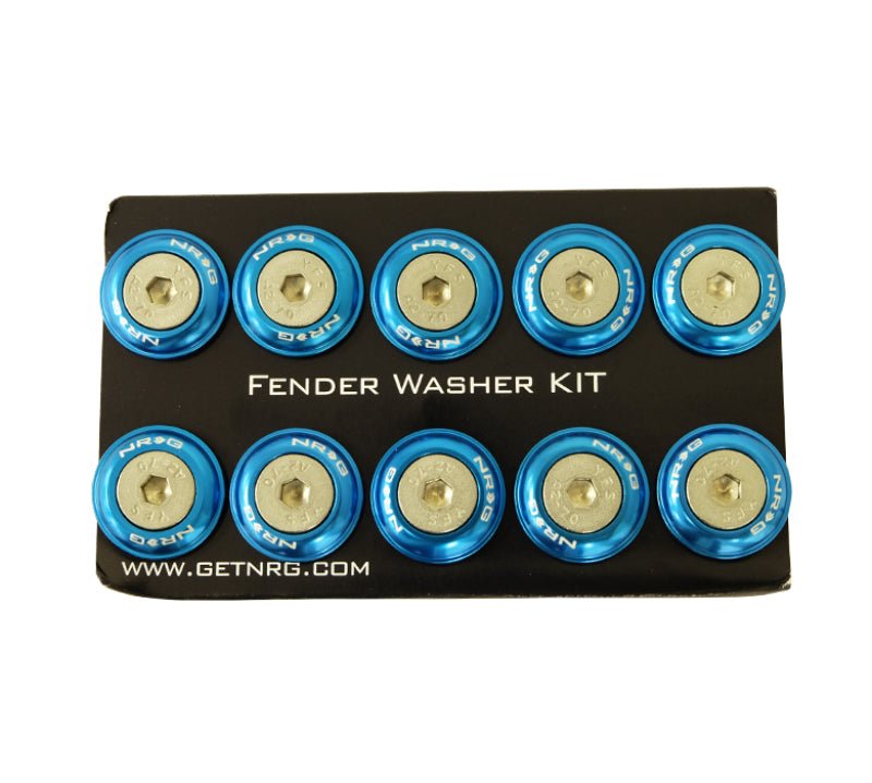 NRG Fender Washer Kit w/Rivets For Plastic (Blue) - Set of 10 - My Store