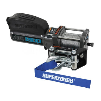 compare product Superwinch 1,500 lbs. 1.1 HP 120V AC 1/8 In x 35ft. Wire Rope - Gray Wrinkle