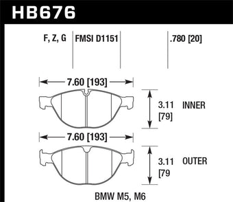 compare product Hawk 06-10 BMW M5/M6 Perf Ceramic Street Front Brake Pads